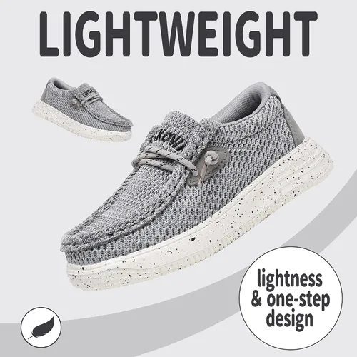 Vista 4 de Apakowa Mocasines para niños y niñas, zapatos casuales para caminar, cómodos y ligeros (niños pequeñosniños grandes)