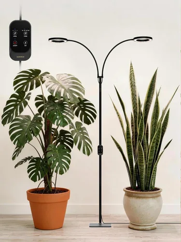 Vista 9 de GLOWRIUM Luces de cultivo para plantas de interior, lámpara de pie LED de espectro completo con soporte de altura y ángulo ajustables, luz