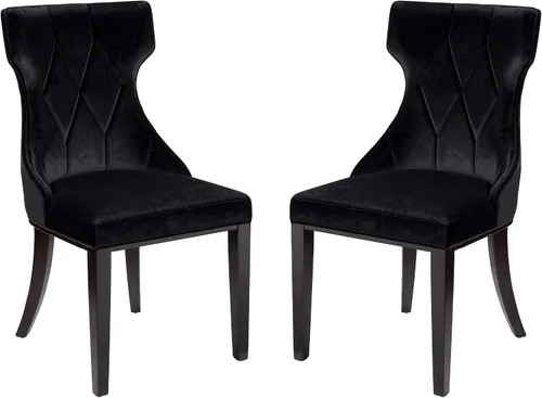 Vista 13 de Manhattan Comfort Reine MDining - Juego de 2, asientos tapizados con costuras de diamante, marco de madera de haya maciza, base de 4 patas, altura