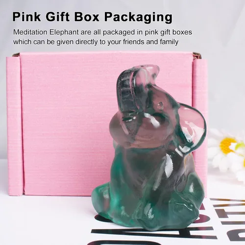 Vista 4 de Figura de elefante de fluorita tallada a mano, Feng Shui, regalo para amor, armonía, accesorios de escritorio, regalos para mujeres, adorable