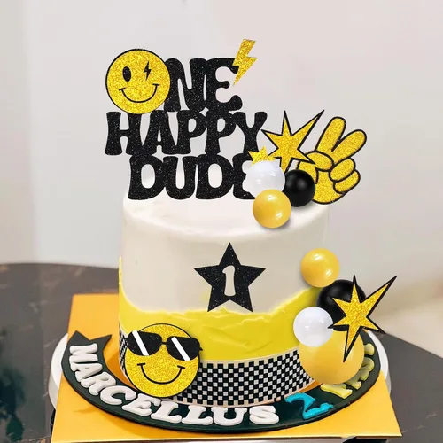 Vista 5 de 24 adornos para tartas de 1er cumpleaños, decoración hippie para cupcakes para boda, suministros de revelación de género (estilo 1)