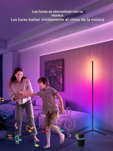 Vista 4 de Tyute Lámpara de pie de esquina, lámpara de esquina LED RGB con sincronización de música, aplicación inteligente y control remoto, luz ambiental que