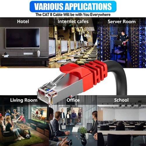 Vista 6 de Soibke Cable Ethernet Cat 7 de 10 pies, para exteriores e interiores, SFTP Cat 7, cable Ethernet triple blindado, red, Internet, cables LAN