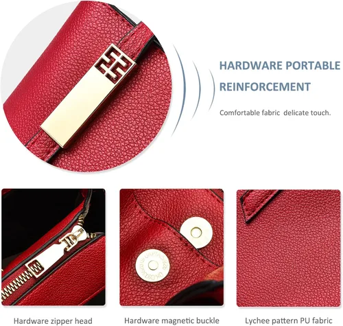 Vista 7 de NICOLE & DORIS Bolsos de mano para mujer, elegantes bolsos de hombro con asa superior, bolsos cruzados para mujer, bolso de trabajo de piel sintética