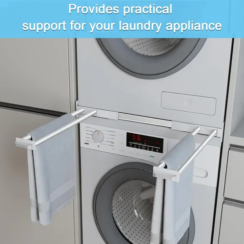 Vista 7 de Kit de apilamiento para lavadora y secadora, kit de apilamiento universal con estante de secado extraíble para cuarto de lavado, ajustable de 24 a
