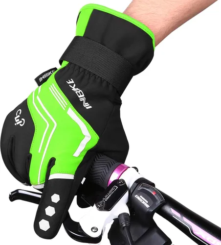 Vista 9 de INBIKE Guantes de ciclismo para hombre de invierno resistentes al viento, almohadillas térmicas reflectantes de gel pantalla táctil