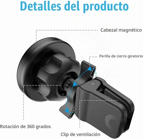 Vista 4 de Soporte magnético plano WizGear para el tablero del auto, para teléfonos celulares y tabletas mini con tecnología de adhesión rápida - Extra delgado