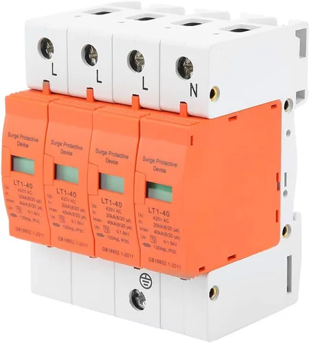 Vista 5 de Oumefar 4 Pole AC 420V House Protector 40KA dispositivo de pararrayos de baja tensión Dispositivo de carril DIN