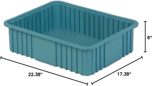 Vista 2 de LEWISBins Caja divisora, 22-3/8" x 17-3/8" x 6", azul claro, lote de 4
