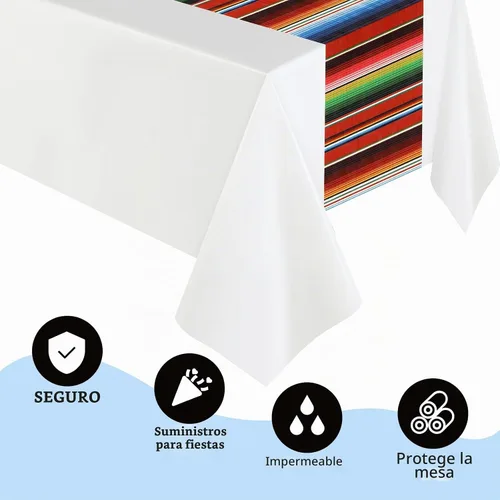 Vista 3 de Hosuly - Mantel para fiesta mexicana, 6 unidades, fondo blanco