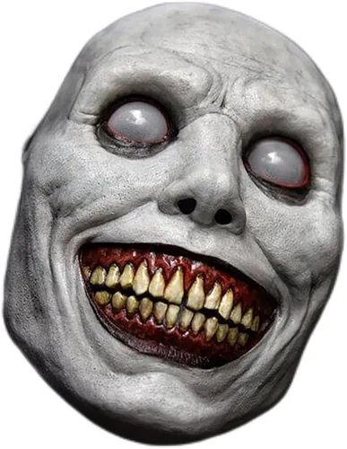 Vista 2 de Máscara aterradora de Halloween, máscara sonriente más aterradora para adultos, máscara de terror espeluznante de látex para fiestas de Halloween