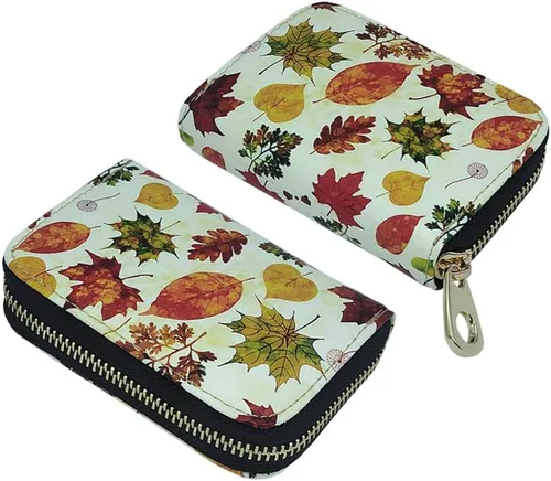 Vista 3 de Funda de cuero con cremallera para tarjetas de crédito RFID para mujeres y niñas
