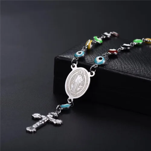 Vista 5 de U7 Catholic Gift Stainless Steel 18K Gold Plated Coin MedalCrucifix CrossVirgin MaryRosary Necklaces for Women Men