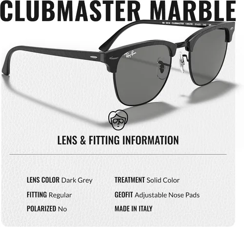 Vista 4 de Ray-Ban RB3016 CLUBMASTER MARBLE Gafas de sol de forma cuadrada con kit oficial de gafas
