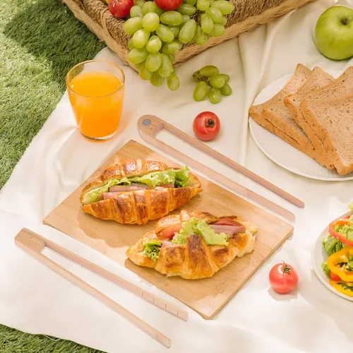 Vista 7 de Patelai 2 pinzas para tostadoras de madera de 8.7 pulgadas con imán magnético de bambú tostada de madera de bambú natural, accesorios de utensilios