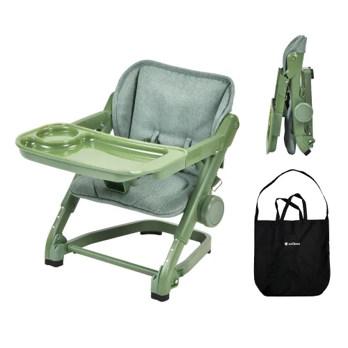 Vista 9 de Feed Me - Asiento elevador de silla alta de viaje 3 en 1 para bebés y niños pequeños, de transición, compacto y se adapta a cualquier silla, bandeja