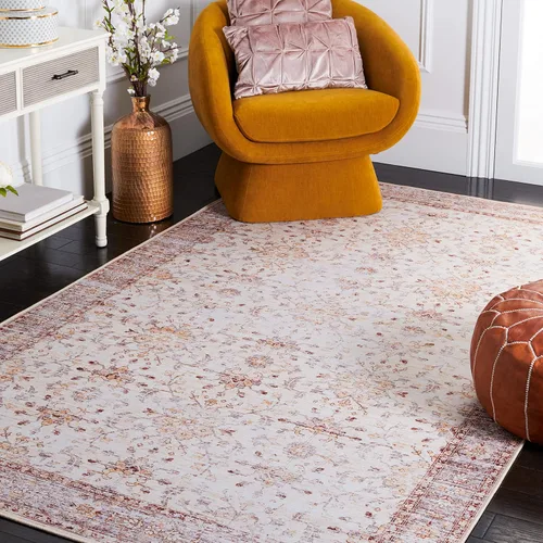Vista 7 de SAFAVIEH Tucson Collection - Alfombra lavable de 2 pies 6 x 8 pies, beige y dorado, antideslizante, ideal para zonas de alto tráfico en sala