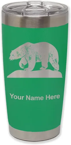 Vista 37 de LaserGram Vaso aislado al vacío de 20 onzas, oso polar, grabado personalizado incluido (negro)