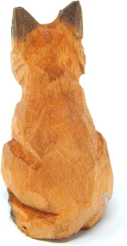 Vista 4 de Selsela Figura colgante de madera de zorro rojo, decoración tallada a mano