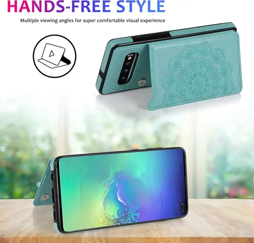 Vista 4 de Asuwish Funda compatible con Samsung Galaxy S10 Plus y protector de pantalla de vidrio templado con ranura para tarjetero, soporte para teléfono