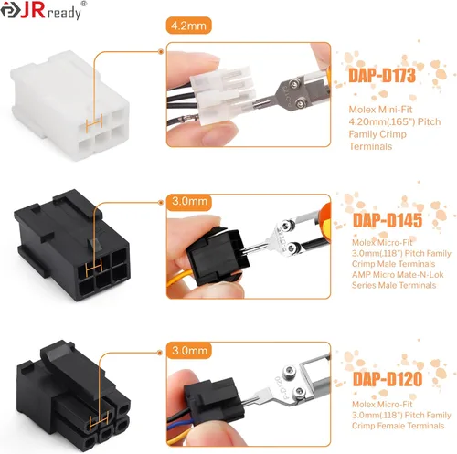 Vista 3 de JRready ST5262 2 piezas Molex Micro Fit Extractores Microfit Kit de herramientas de liberación de terminales para Molex MX3.0 macho/hembra