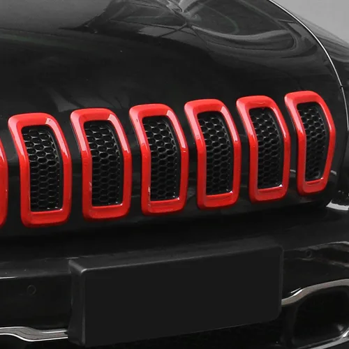 Vista 10 de Insertos de parrilla delantera Moldura de cubierta de rejilla para Jeep Cherokee 2014-2018 (negro)