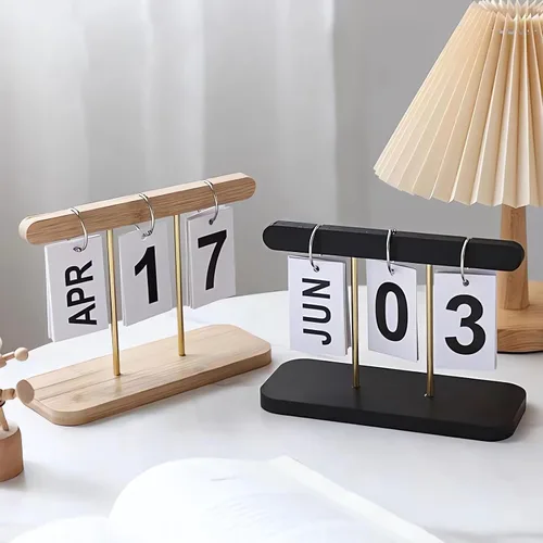Vista 6 de Calendario Diario Perpetuo con Tapa para Escritorio 2026 Decoración Reutilizable para Escritorio de Oficina Accesorios para el Hogar Accesorios