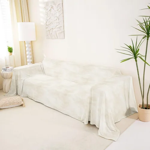Vista 2 de Erosebridal Funda de sofá retro color beige y blanco, 71 x 91 pulgadas, estilo granja, protector de sofá, protector de sofá para hombres y mujeres