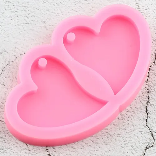Vista 5 de Paquete de 2 moldes de silicona en forma de corazón, bricolaje epoxi artesanal, aretes de bricolaje, fabricación de joyas de moda, moldes de resina