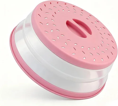 Vista 34 de Cubierta plegable para salpicaduras de microondas, cubierta para platos de microondas con ventilación de vapor, silicona y plástico sin BPA
