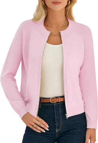 Vista 20 de GRACE KARIN Cárdigan de manga larga con cremallera para mujer, suéter ligero, ropa de moda de punto Negro