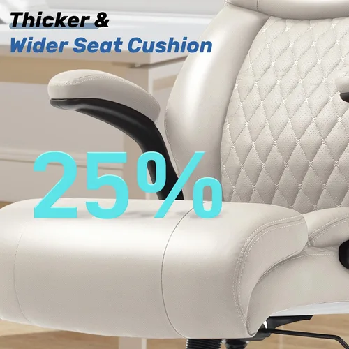 Vista 7 de Silla de oficina grande y alta de 550 libras, cómoda silla ejecutiva resistente con soporte lumbar ajustable, ruedas de doble espacio, asiento