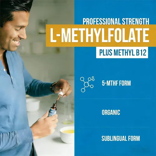 Vista 10 de L-metilfolato orgánico 15 mg + metil B12 1000mcg gotas líquidas, 60 porciones