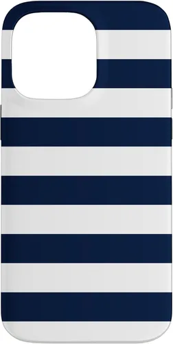 Vista 21 de Azul marino blanco rayas geométricas femeninas rayas preppy rayas caso para iPhone 17