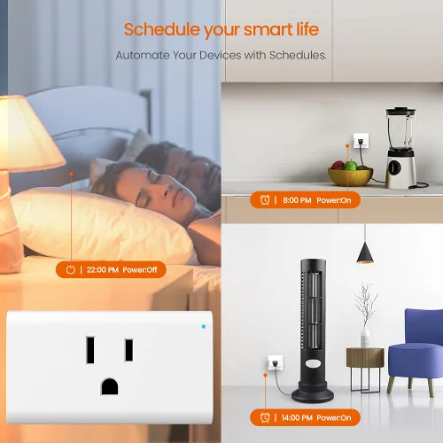 Vista 5 de TENDA SP3 (2 unidades) Interruptor de salida WiFi de enchufe inteligente, compatible con Alexa y Google Assistant para control de voz, temporizador