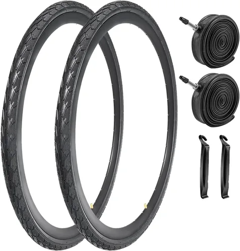 Vista 10 de Paquete de 2 neumáticos de bicicleta de 700 x 23C/25C/28C/35C/38C Plus tubos interiores de bicicleta, válvula Presta de 48mm o válvula Schrader