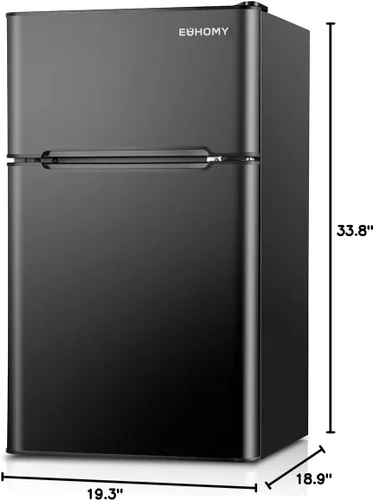 Vista 9 de EUHOMY - Refrigerador miniatura con congelador, 3.2 pies cúbicos, refrigerador miniatura con congelador, refrigerador de dormitorio con 2 puertas