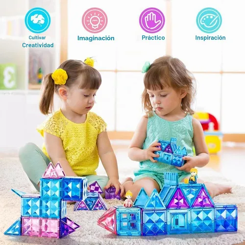 Vista 6 de BENOKER - 102 piezas de baldosas magnéticas para construir un castillo de hielo, bloques de construcción 3D STEM educativos