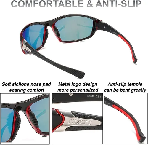 Vista 4 de JUASHINE Gafas de sol deportivas polarizadas para hombres y mujeres pesca béisbol ciclismo correr conducir golf motocicleta protección UV400