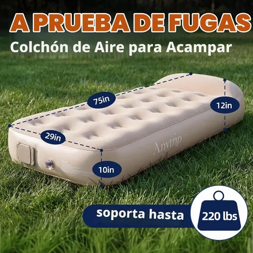 Vista 6 de Colchón de aire individual, colchón inflable portátil con bomba incorporada, cama de aire autoinflable impermeable, cama de invitados para camping