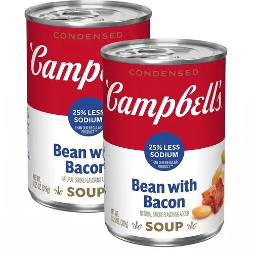 Vista 9 de Campbell's - Sopa condensada de frijol con tocino, sabor natural ahumado añadido, lata de 11.25 oz