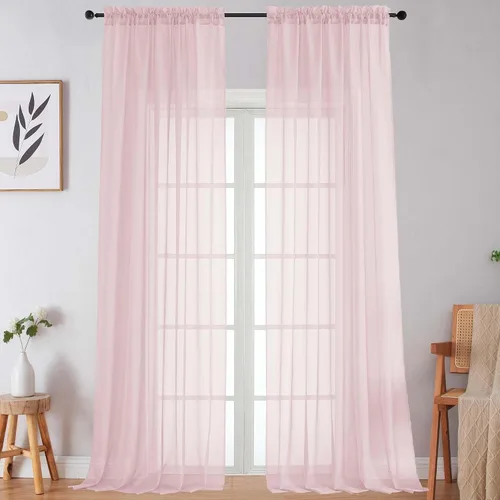 Vista 81 de 2 paneles de cortinas traslúcidas blancas para dormitorio, sala de estar, 96 pulgadas de largo, modernas, suaves, ligeras, con bolsillo para barra