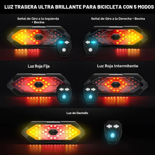 Vista 3 de Luz trasera de bicicleta con intermitentes USB recargable para bicicleta de 120 lúmenes, ultra brillantes, LED intermitentes para bicicleta, 5 modos