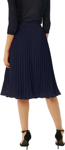 Vista 180 de GRACE KARIN - Falda plisada de gasa para mujer, con cintura alta y elástica, vuelo, corte acampanado y longitud por debajo de la rodilla
