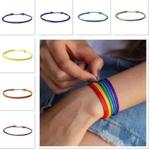 Vista 2 de Pulsera ajustable de nailon de cera para hombres o mujeres, cuerda de amistad para surfistas, unisex, regalo impermeable para adultos, rojo, azul
