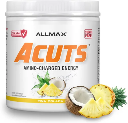 Vista 15 de ALLMAX A:CUTS Bebida energética cargada de aminoácidos, sabor frambuesa azul - 210 g - con cafeína, extracto de café verde, L-carnitina y 2000 mg