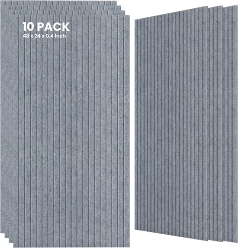 Vista 21 de TO-TH Juego de 4 paneles de pared insonorizados de 47.2 x 23.6 pulgadas con aspecto de madera, absorben el sonido, paneles acústicos grandes