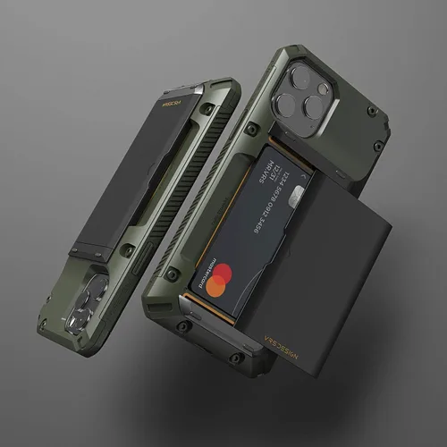 Vista 7 de VRS DESIGN Damda Glide Pro - Funda para iPhone 12 Pro Max, con [4 tarjetas] Premium Robusta [Semiautomática] Funda para tarjeta de crédito