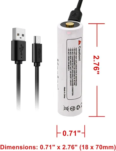Vista 3 de Kastar Paquete de 1 batería de repuesto para batería de iones de litio SF18650B con Micro-USB