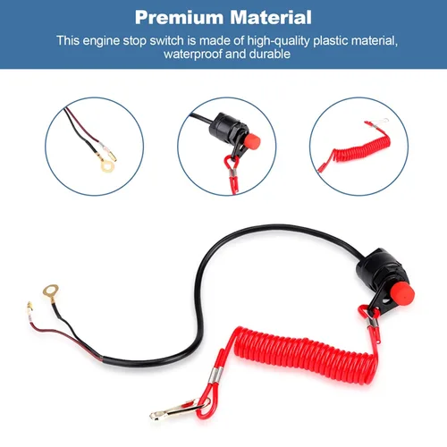 Vista 7 de Interruptor de apagado del motor, interruptor universal de parada de emergencia de encendido de motor fuera de borda de 12 V CC, interruptor